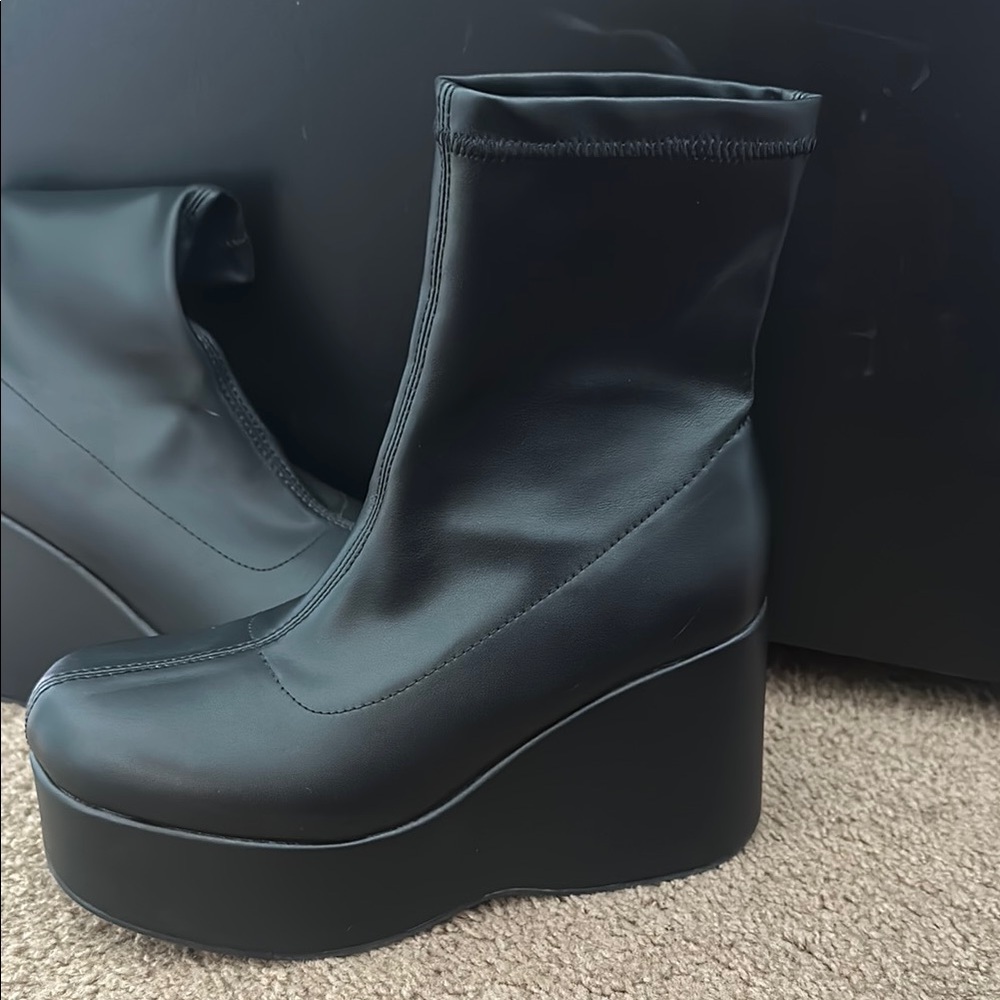 Black Wedge Ankle Boots